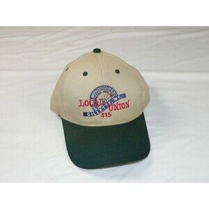 VTG Vintage Snapback Trucker Hat - Beige & Green Local Union 415 Gillette WV USA